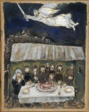 Los israelitas comen el cordero pascual contemporáneo de Marc Chagall Pinturas al óleo